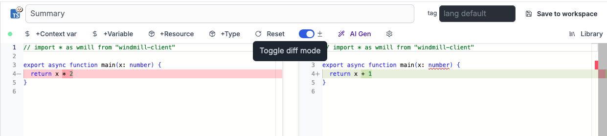 Diff toggle
