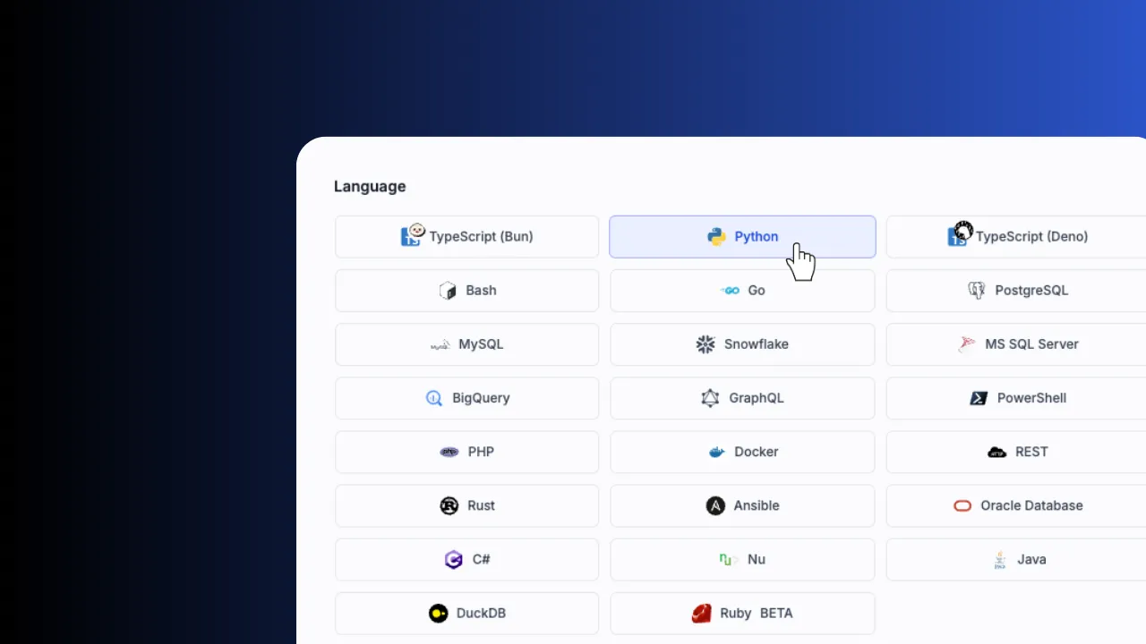 Backend runnables in 20+ languages